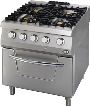 Fourneau  gaz pro 4 feux 2x6 kW 2x10 kW sur four  gaz - profondeur 900mm