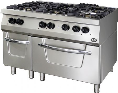 Fourneau gaz avec 6 brleurs sur four 7 kW - 1200x700x849 mm