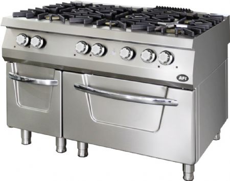 Fourneau  gaz pro 6 feux 3x6 kW 3x10 kW sur four lectrique 6 kW - profondeur 900mm