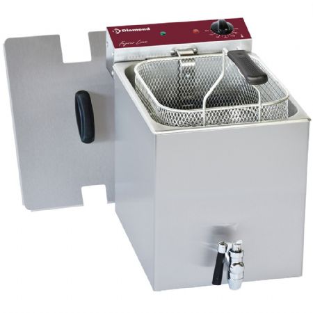 Friteuse à poser petite capacité électrique de table 8 litres avec robinet de vidange - Diamond Promo - F8E/D1