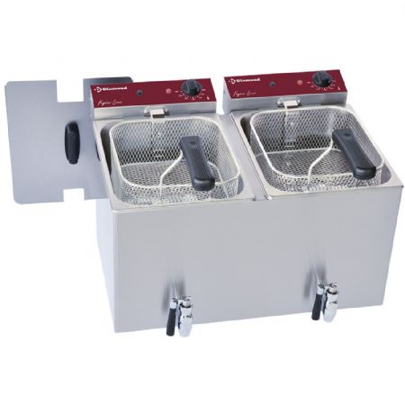 Friteuse à poser petite capacité électrique 2 x 8 litres avec robinet de vidange - Diamond Promo - F8E/D2