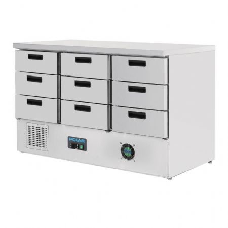 Table desserte réfrigérée positive 9 tiroirs 368 L - Polar - FA441