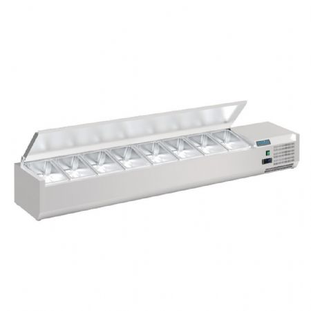 Saladette à Poser avec couvercle à charnière 8 bacs GN 1/4 positive - Polar - FA856