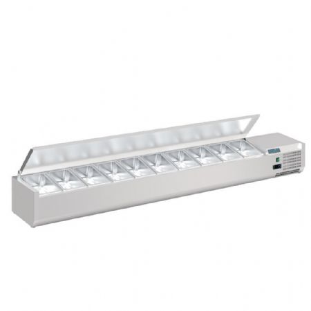 Saladette à Poser avec couvercle à charnière 10 bacs GN 1/4 positive - Polar - FA857