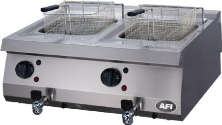 Friteuse électrique professionnel 2 cuve de 12 L à poser - profondeur 700mm Friteuse électrique professionnel 2 cuve de 12 L à poser - profondeur 700mm