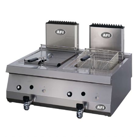 Friteuse  gaz professionnel 2 cuves de 12 L  poser - profondeur 700mm