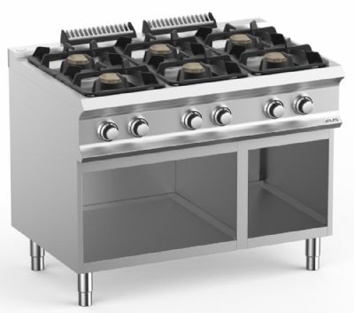 Cuisinire gaz sur armoire ouverte 6 bruleurs 5,5kW - Profondeur 700mm