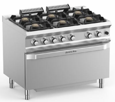 Cuisinire gaz sur grand four gaz 6 bruleurs 5,5kW - Profondeur 700mm