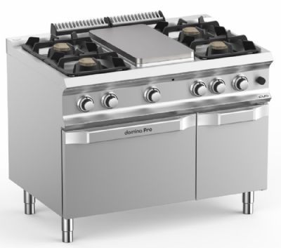 Cuinire gaz sur four gaz 4 bruleurs avec plaque centrale 5,5kW - Profondeur 700mm