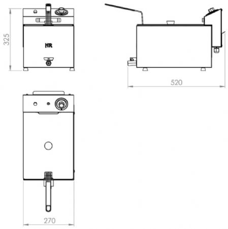 Friteuse de table snack avec vidange 1 cuve 10 litres - 270x440x325 mm