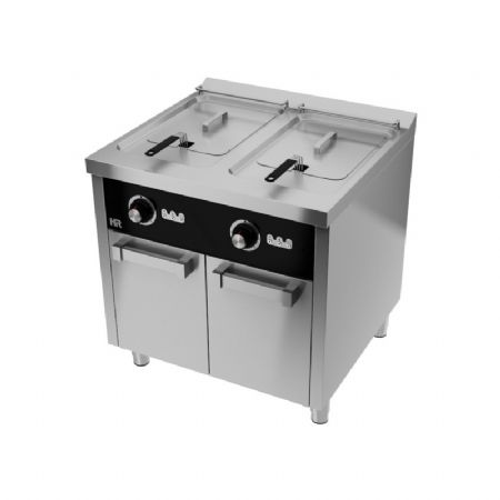 Friteuse electrique sur placard monophase 16kW profondeur 750mm - 2x15L