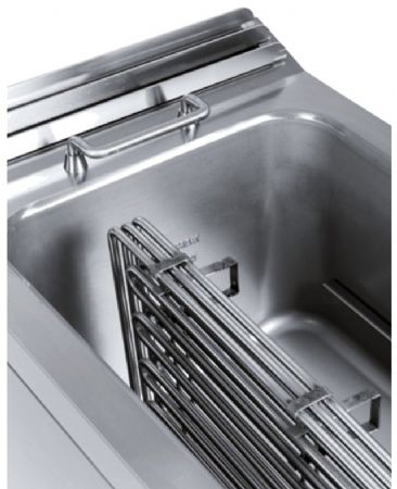 Friteuse triphasé professionnelle sur placard avec portes 2 cuves 22+22 litres - 28 kW - 800x930x880 mm
