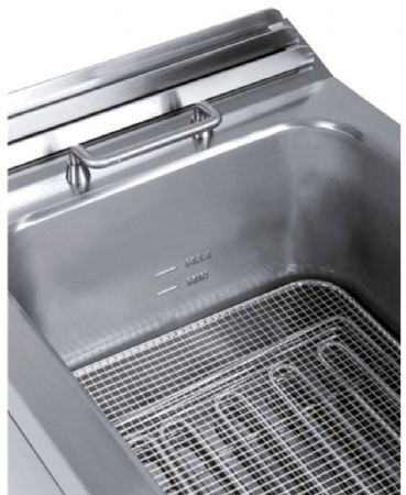Friteuse triphasé professionnelle sur placard avec portes 2 cuves 22+22 litres - 28 kW - 800x930x880 mm