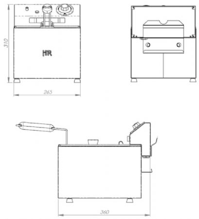 Friteuse de table snack sans vidange 1 cuve 6 litres - 265x360x310 mm