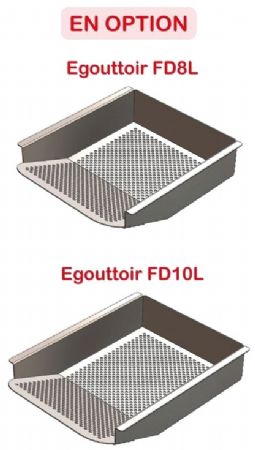 Friteuse de table snack haut rendement avec vidange 1 cuve 8 litres - 270x400x325 mm