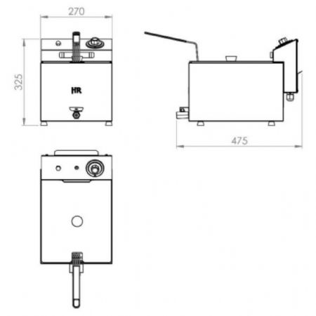 Friteuse à poser petite capacité Monophasé capacité huile 8 L - Hr Fainca - FD8LC