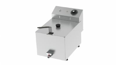 Friteuse de table snack avec vidange 1 cuve 8 litres - 270x400x325 mm Friteuse de table snack avec vidange 1 cuve 8 litres - 270x400x325 mm