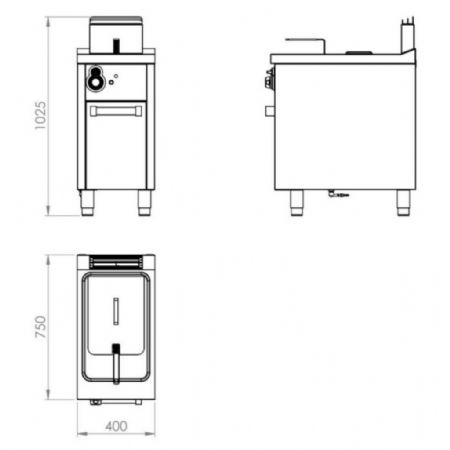Friteuse cuisine pro profondeur 750 Monophasé 12 L 9 kW - Hr Fainca - FDG12L750E
