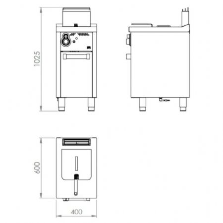 Friteuse cuisine pro profondeur 600 Gaz 1 cuve 8 L 6,5 kW - Hr Fainca - FDG8L600E