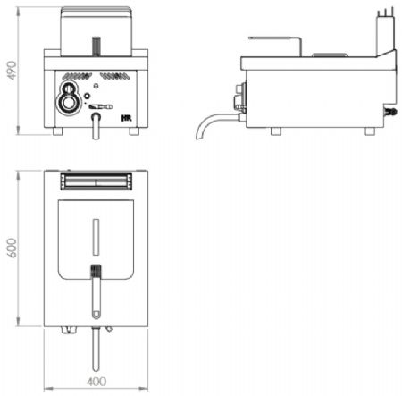 Friteuse de table professionnelle à gaz 1 cuve 8 litres - 7,7 kW - 400x600x490 mm