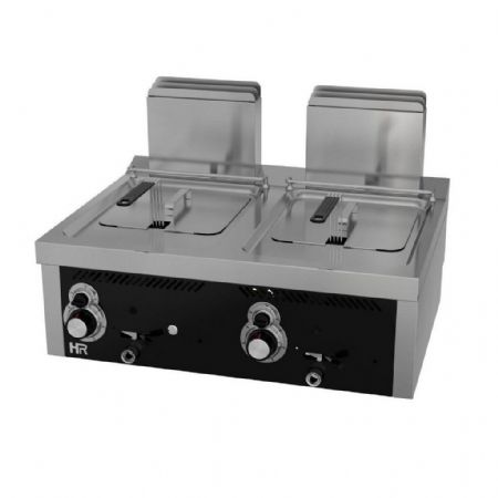 Friteuse cuisine pro profondeur 600 Gaz à poser 2 cuves 8+8 L 13 kW - Hr Fainca - FDG8L8L600S