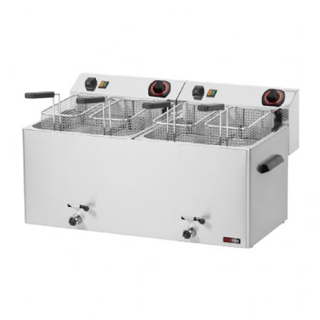 Friteuse électrique double de comptoir avec évacuation par robinet capacité 11+11 L - 8,1 kW