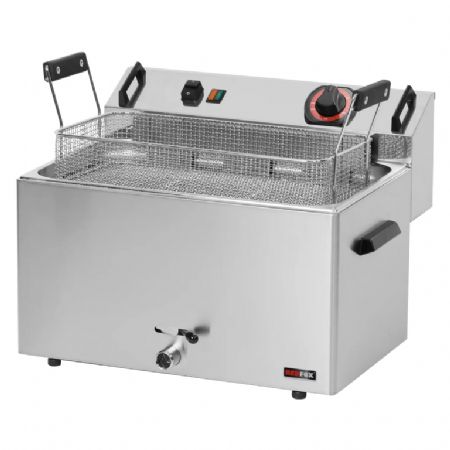 Friteuse pour cuisines professionnelles triphasée cuve 16 l à poser avec robinet de vidange Friteuse pour cuisines professionnelles triphasée cuve 16 l à poser avec robinet de vidange