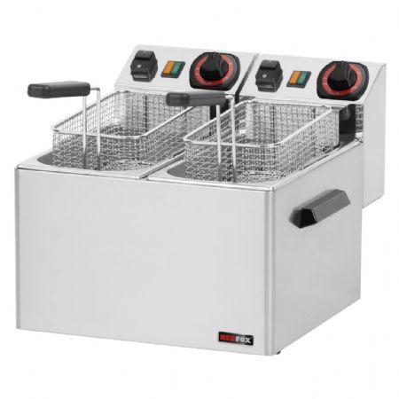 Friteuse électrique double de comptoir équipée de 2 bacs 5 L - 420 W/L monophasé
