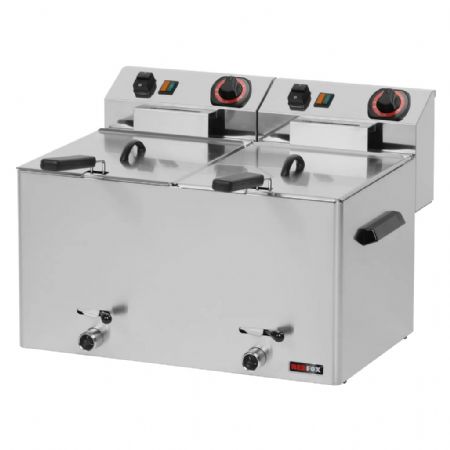 Friteuse électrique double de comptoir 2 bacs 8 L avec vidange par robinet triphasé