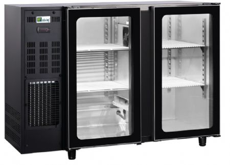 Arrire de bar noir 2 portes vitres avec groupe - 229L