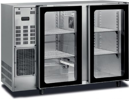 Arrière de bar inox 2 portes battantes vitrées +1 / +10°C - 229L Arrière de bar inox 2 portes battantes vitrées +1 / +10°C - 229L