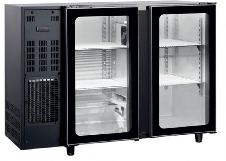 Arrire de bar noir 2 portes vitres avec groupe - 283L