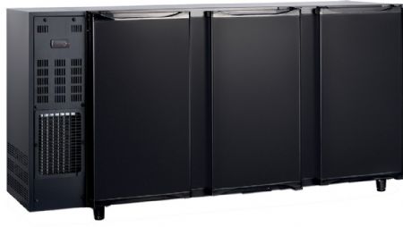 Arrire de bar noir 3 portes pleines avec groupe - 466L