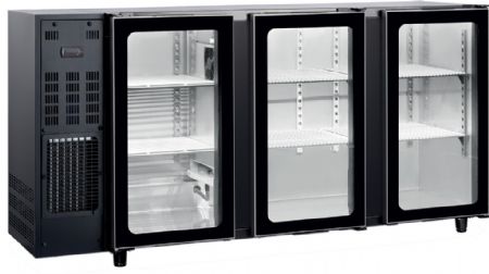 Arrire de bar noir 3 portes vitres avec groupe - 466L