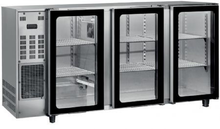 Arrire de bar inox 2 portes battantes vitres +1 / +10C - 466L