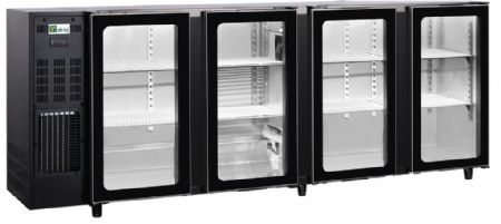 Arrire de bar noir 4 portes vitres avec groupe - 521L
