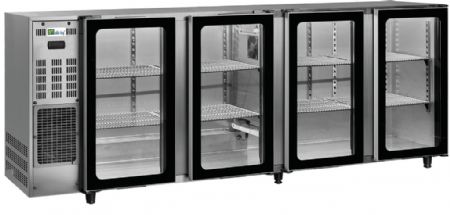Arrire de bar inox 2 portes battantes vitres +1 / +10C - 521L