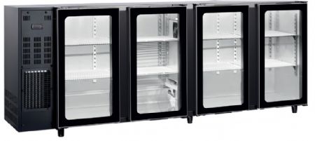 Arrire de bar noir 4 portes vitres avec groupe - 622L