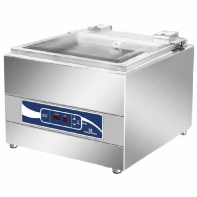 Machine sous vide à cloche inox de comptoir avec soudure 300 mm et 8 m³/h Machine sous vide à cloche inox de comptoir avec soudure 300 mm et 8 m³/h