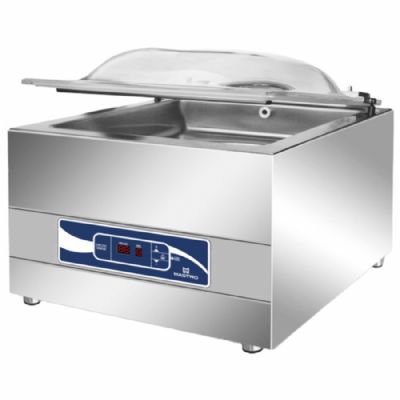 Machine sous vide à cloche inox de comptoir avec soudure 450 mm et pompe 16 m³/h Machine sous vide à cloche inox de comptoir avec soudure 450 mm et pompe 16 m³/h