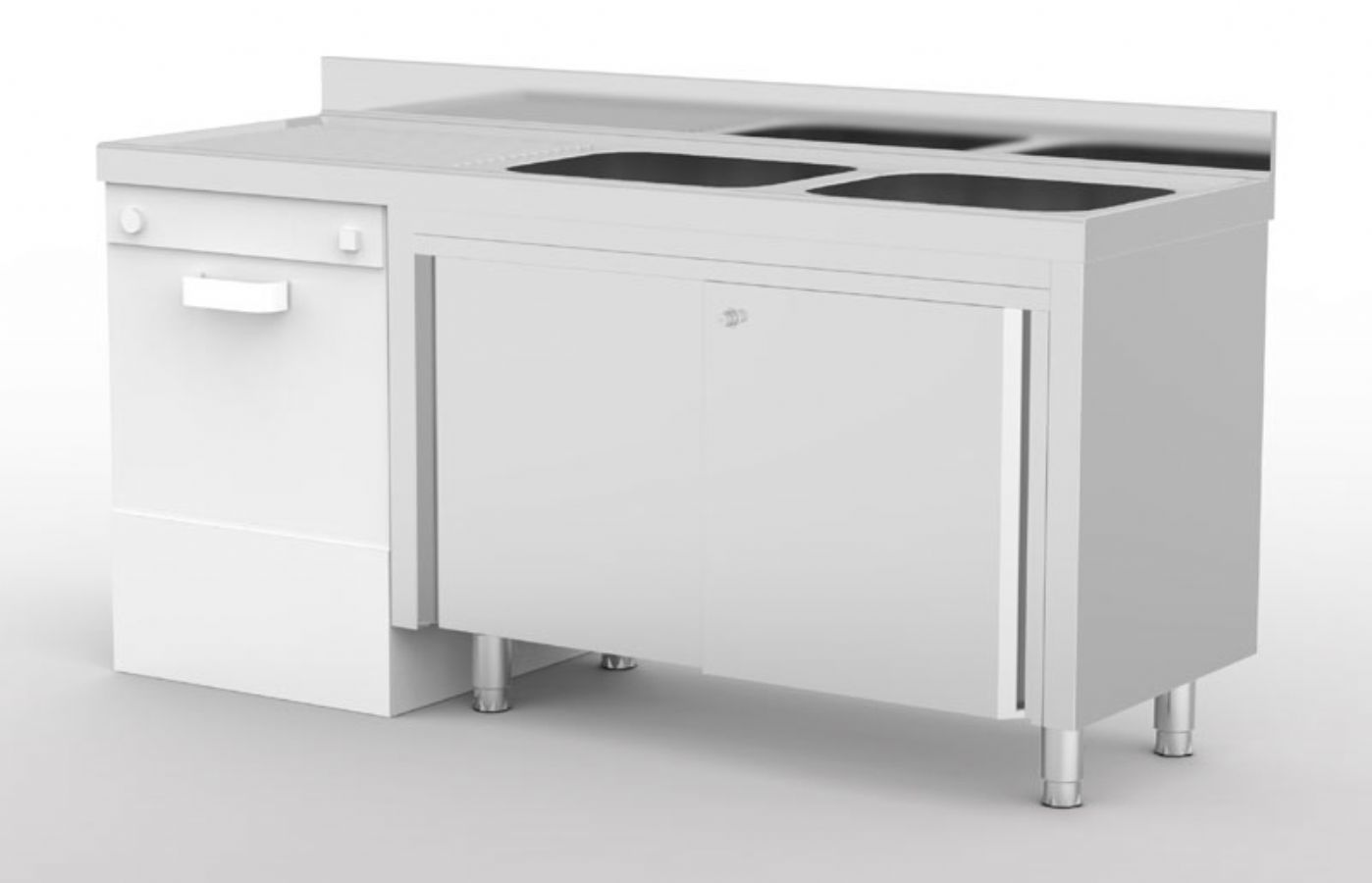 Plonge inox 2 bacs avec emplacement lave-vaisselle Meuble plonge inox