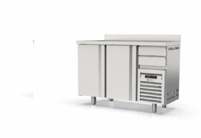 Arrire bar inox positif avec 2 portes pleines et 2 tiroirs neutres - 1495x600x1040 mm