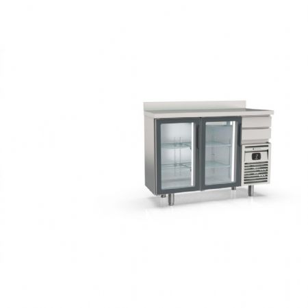 Arrière Bar 2 portes vitrées et 2 tiroirs neutres 325 L positif - Coreco - FMRV-150