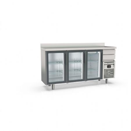 Arrière Bar 3 portes vitrées et 2 tiroirs neutres 504 L positif - Coreco - FMRV-200