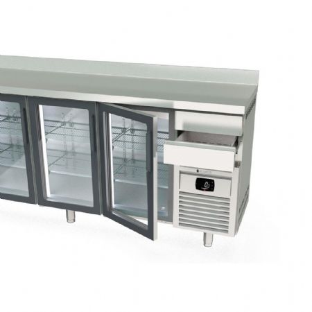 Arrière Bar 4 portes vitrées et 2 tiroirs neutres 684 L positif - Coreco - FMRV-250