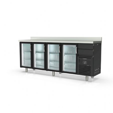 Arrière Bar 4 portes vitrées et 2 tiroirs neutres 684 L positif - Coreco - FMRV-250