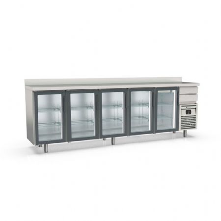 Arrière Bar 5 portes vitrées et 2 tiroirs neutres 863 L positif - Coreco - FMRV-300