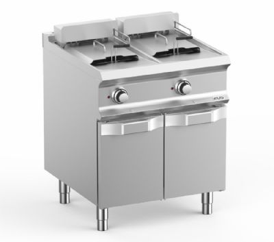 Friteuse lectrique sur armoire ferme 2 cuves de 12L - Profondeur 700mm