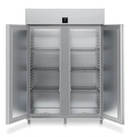 R�frigerateur inox GN2/1 avec 2 portes pleines et  6 tablettes -2/ +15�C - 1360L