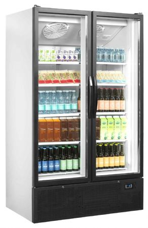 Réfrigérateur vitré 652L 2 portes vitrées blanc +2 à +10 °C - Tefcold - FS1202H